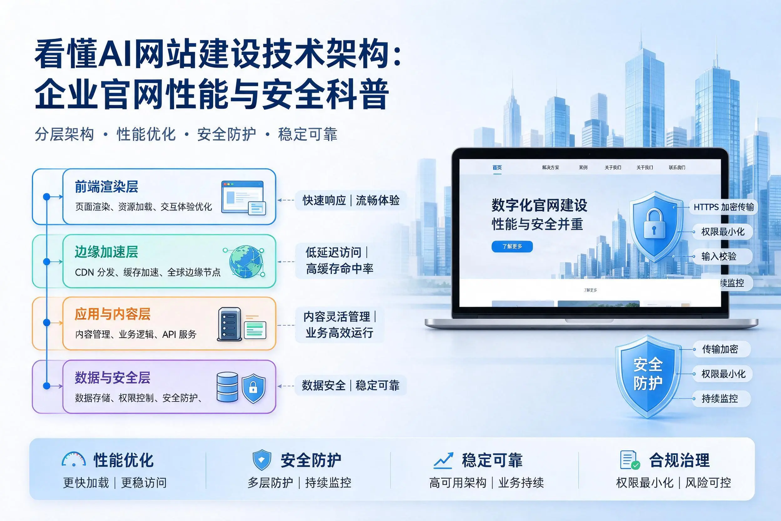 看懂AI网站建设技术架构:果洛企业官网性能与安全科普
