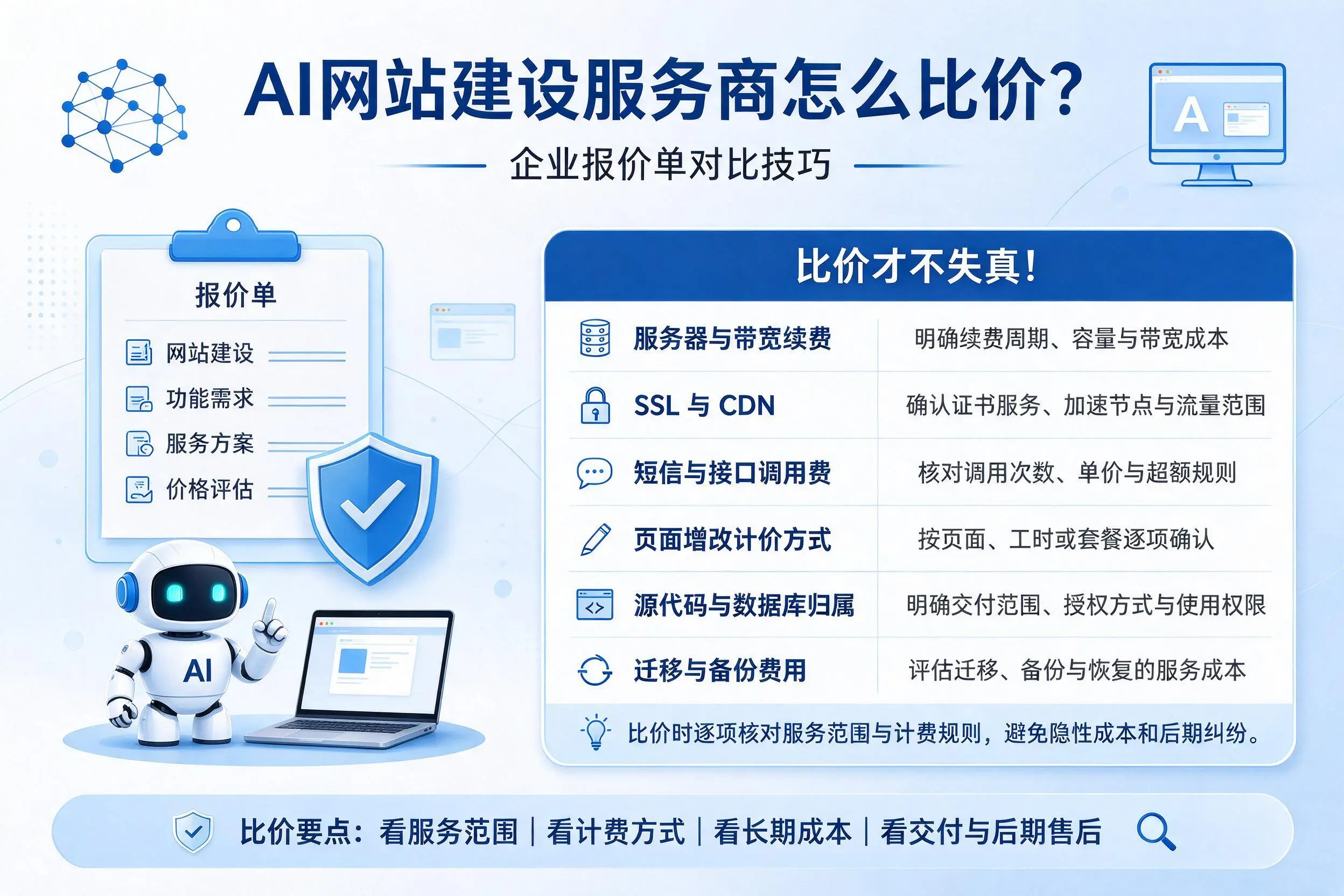 AI网站建设服务商怎么比价?果洛企业报价单对比技巧