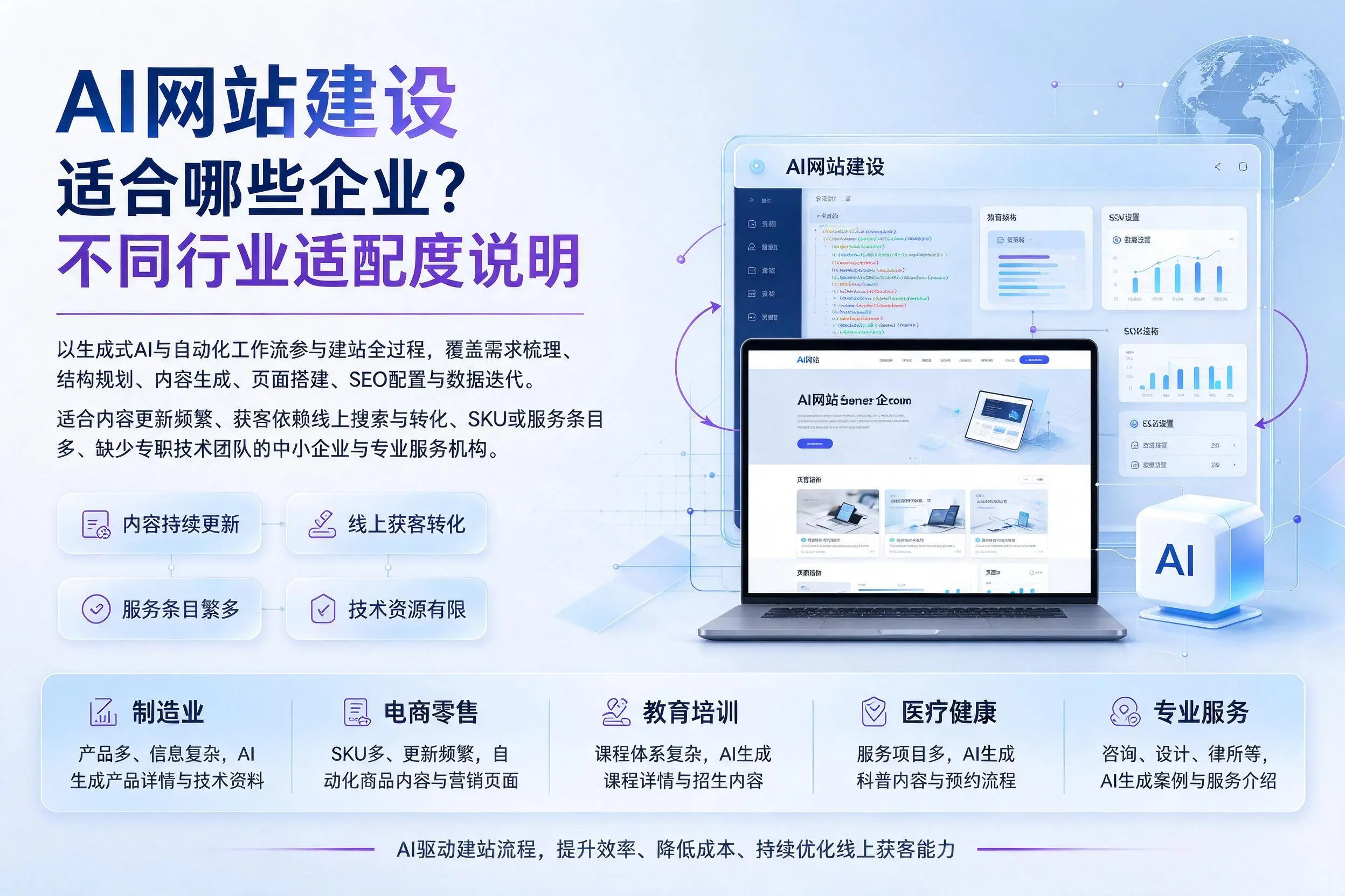 AI网站建设适合哪些企业?果洛不同行业适配度说明